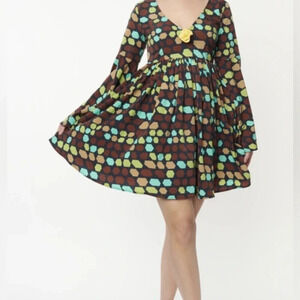 🦋B2G1🦋UNIQUE VINTAGE SMAK PARLOUR Geometric Empire Waist PLUS SIZE Dress